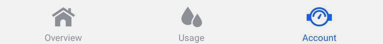example of the navigation shelf buttons indicate overview, usage, and account